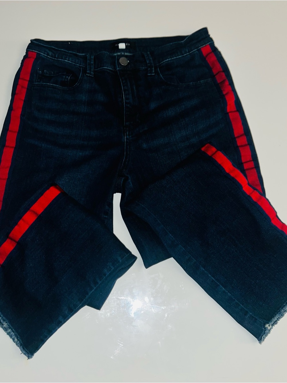 Halogen Dark Blue Jeans with Red Side Stripe
